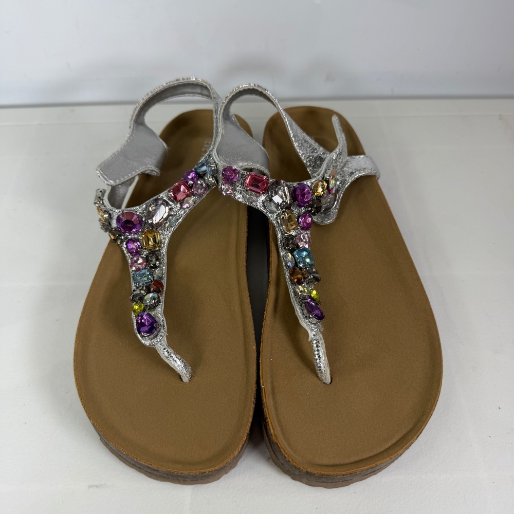 Steve‎ Madden Jstunned Embellished Sandals Silver Women's Size 4 Glitter Gem